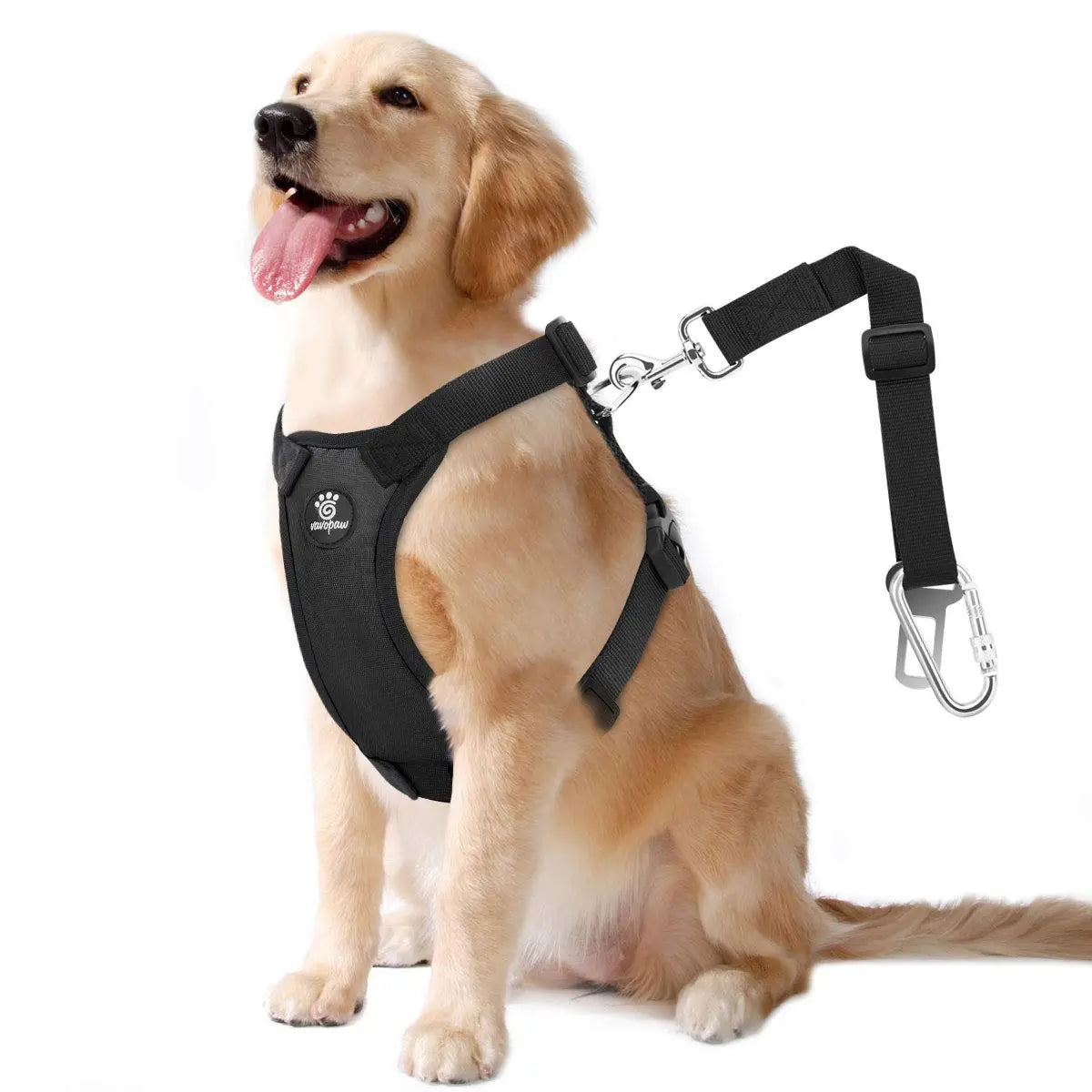 VavoPaw Dog Seat Belt, Safety Vest Dog Car Harness with Adjustable Buckle Dog Seat Belt for Vehicle, Heavy-Duty Nylon Pet Safety Seat Belt (L, Black) My Store