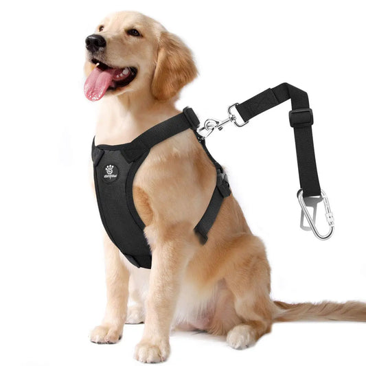 VavoPaw Dog Seat Belt, Safety Vest Dog Car Harness with Adjustable Buckle Dog Seat Belt for Vehicle, Heavy-Duty Nylon Pet Safety Seat Belt (L, Black) My Store